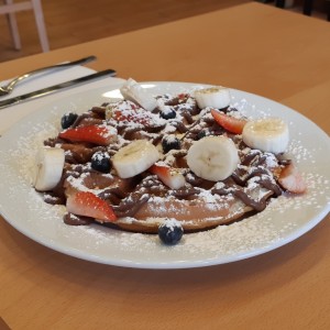 waffle de frutas y nutela