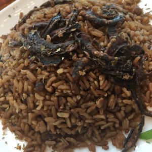 arroz con cebolla y frijoles