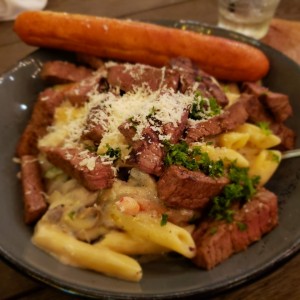 Pasta con arrachera 