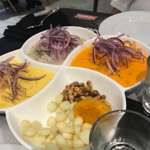 trio de ceviches con lenguado