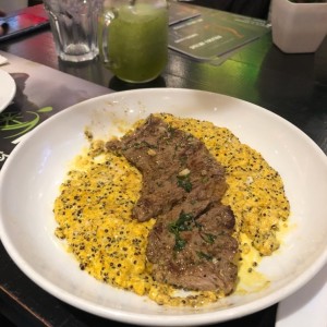 rissotto de quinoa con churrasco