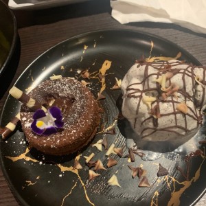 CHOCOLATE LAVA CAKE WITH GREEN TEA ICE CREAM