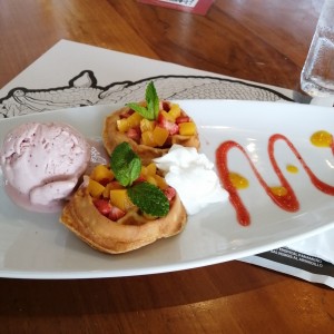 Postre primavera, mino wafles