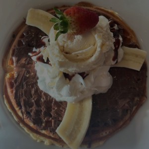 Waffle de nutella con banano