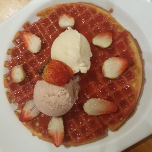 Waffles deleite de fresas