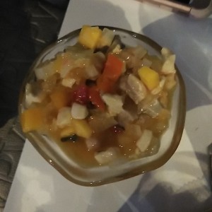 Ceviche de corvina en salsa de maracuya