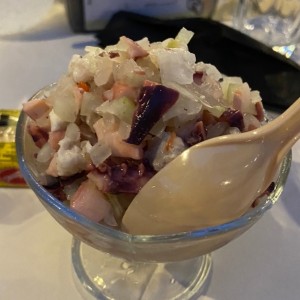 ceviche de pulpo y corvina