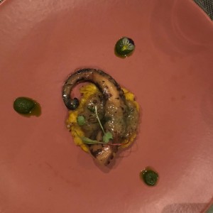 Pulpo al coco con patacones