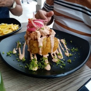 patacon relleno de camarones