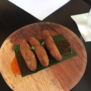 Croquetas de platano y chorizo