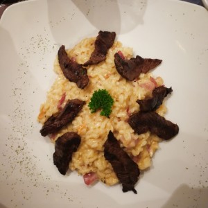 Risotto de carne angus y tocino