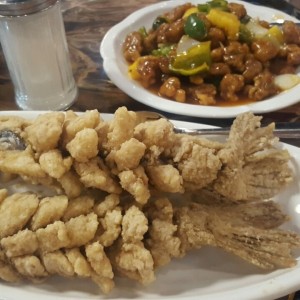 Pescado "racimo de uva" y Costilla aagridulce