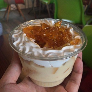 Tres leches con flan crocante