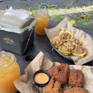 Croquetas de bacalao y patacones rellenos