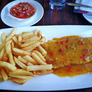 Filete de pescado al ajillo...