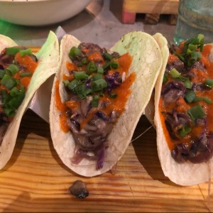 tacos de carne con portobellos 