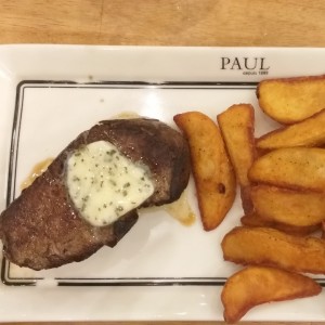 Steak de res con pomme frite