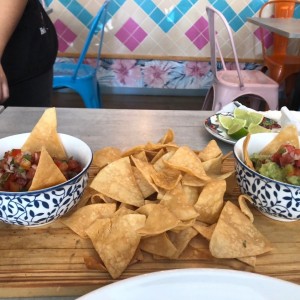 Guacamole y Pico de gallo con chips