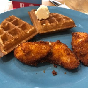 chicken fingers waffle