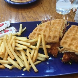 Chicken waffle sandwich