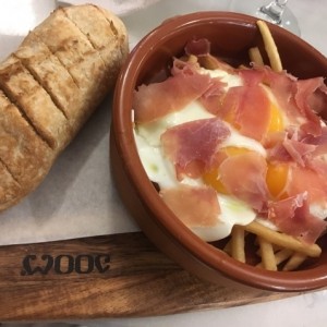 huevos estrelados con jamon