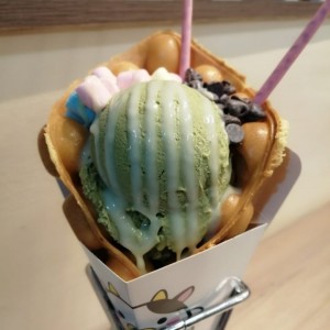 Waffle original con Gelato de Pistacho