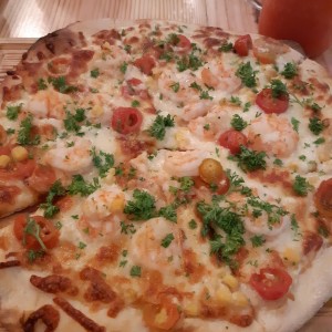 Pizza con camarones