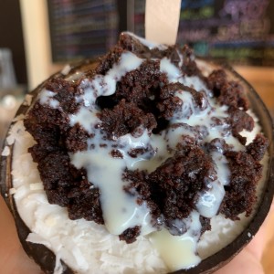 coquito (helado de coco) con brownie!