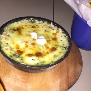 Espinaca, queso y cangrejo