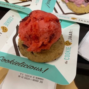 helado frozen berries con galleta chocolate chunck