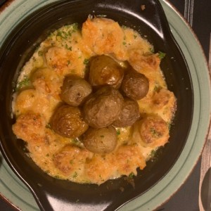 camarones con queso parmesano.