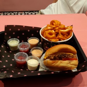 Hamburguesa la Sencilla con Curly Fries