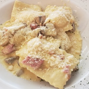 raviolis de pollo a la boscaiola, perfectos