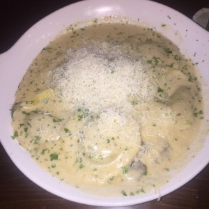 Creamy mushroom ravioli