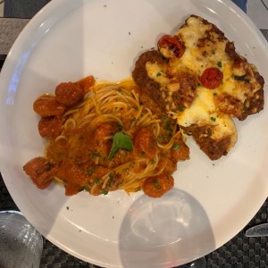 filete de res con spaguetti