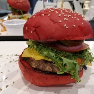 Bambino Burger en pan de pimientos rojos 