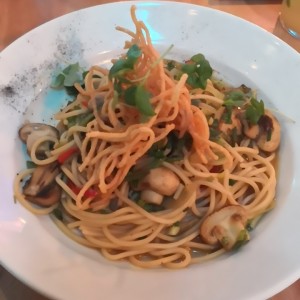 pasta con hongos 100%vegano