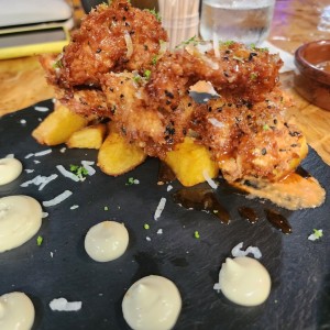 gamba con salsa de coco y teriyaki