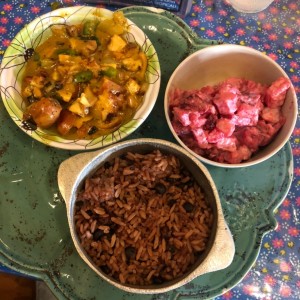 pulpo a la criolla con arroz con guandu