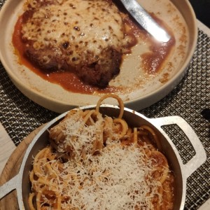 pasta y carne de res