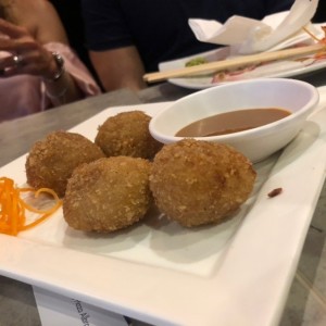 croquetas de arroz de leche y dulce de leche