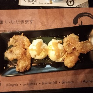 banana tempura  con helafo