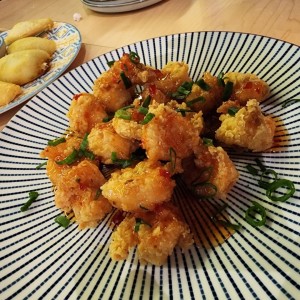 camarones rebozados en salsa agridulce