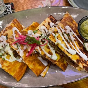 Quesadillas de Birria, Queso Oaxaca y Chorizo