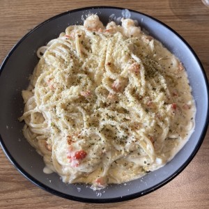 Spaghetti con camarones