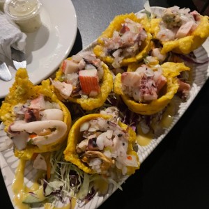 Patacones Rellenos de Ceviche