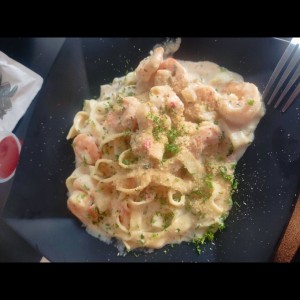 Espagueti con camarones 