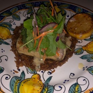 Corvina al limon y arroz con coco