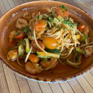 Pasta con camarones