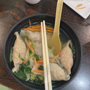 Sopa de dumpling vegano